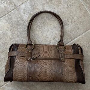 Authentic ostrich and snakeskin leather large handbag Mint condition